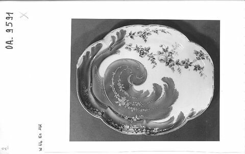 Plat Hébert à volute bleu céleste et branche fleurie, image 5/6