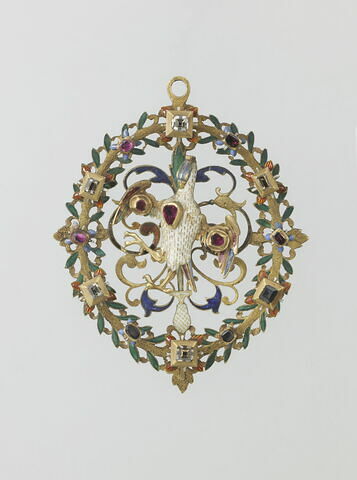 Pendentif ajouré en or émaillé