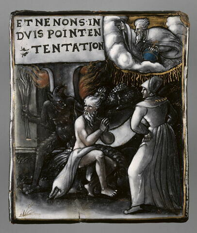 Plaque : Les Malheurs de Job (illustration du "Notre Père")