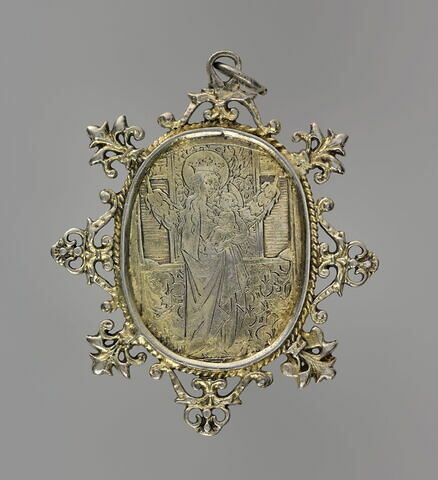 Médaillon ovale avec la Vierge à l'enfant et saint Jean Baptiste