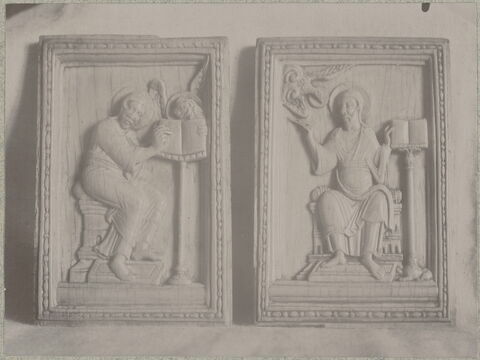 Quatre plaques : les quatre évangélistes et leurs symboles., image 12/12