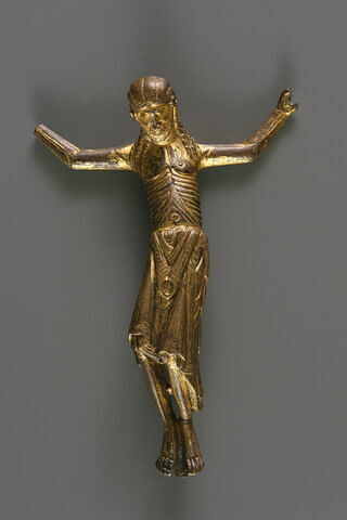 Figure d’applique : Christ en croix en bronze doré