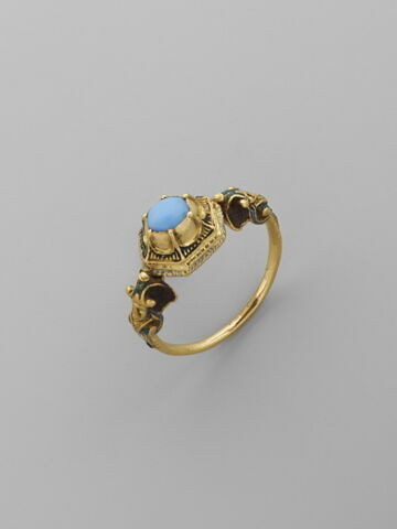 Bague en or avec pierre bleue (turquoise ?)