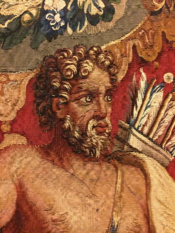 Fragment de la tapisserie Le Triomphe d'Hercule : Hercule tuant le centaure Nessus, de la tenture des Triomphes des Dieux, image 8/13