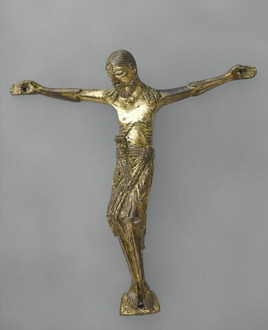 Figure d'applique : Christ en croix en bronze doré, image 4/6