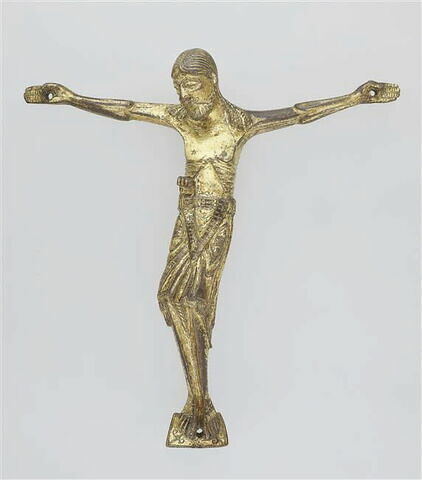 Figure d'applique : Christ en croix en bronze doré, image 3/6