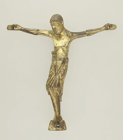 Figure d'applique : Christ en croix en bronze doré