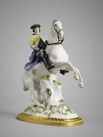 Statuette : cavalier en veste jaune