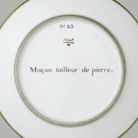 Assiette du Service Encyclopédique : Maçon tailleur de pierre, image 2/2