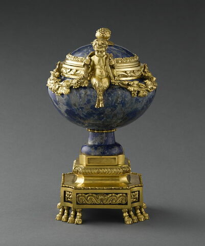 Cassolette en lapis et bronze doré, image 3/8