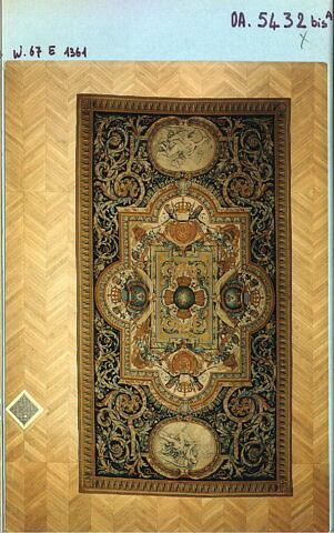 Tapis de la Grande Galerie aux armes de France et de Navarre avec un globe au centre, image 4/6