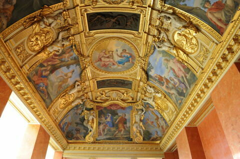 Plafond : Salle des Saisons - Diane et Actéon, au dessus de la corniche, côté sud, image 3/6