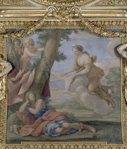 Plafond : Salle des Saisons -Diane et Endymion, au dessus de la corniche, côté est, image 4/6