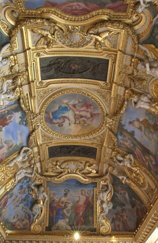 Plafond : Salle des Saisons -L'Automne, au dessus de la corniche, angle nord-ouest, image 4/5