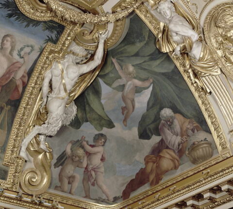 Plafond : Salle des Saisons -L'Hiver, au dessus de la corniche, angle nord-est, image 7/7