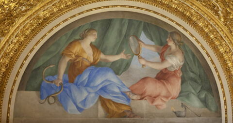 Plafond : Salle des Antonins - La Prudence et la Prévoyance, au dessus de la corniche, côté ouest, au centre.