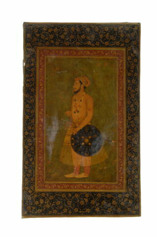 Plat de reliure : portrait de Dara Shikoh (?) ; scène de bataille, image 6/8