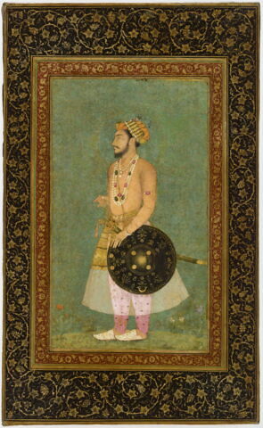 Plat de reliure : portrait de Dara Shikoh (?) ; scène de bataille