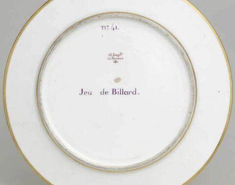 Assiette du Service Encyclopédique n° 41. Jeu de Billard, image 5/5