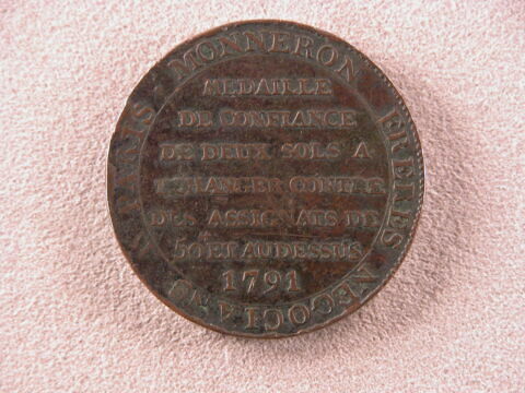 Médaille de confiance de 2 sols (assignat), image 2/2