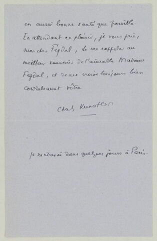 LAS Charles Kunstler à Charles Fegdal, 21 août 1942