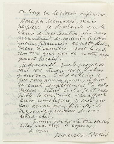 Lettre autographe signée Maurice Denis à André Joubin, Le Prieuré Saint-Germain-en-Laye, 27 mars, image 2/2