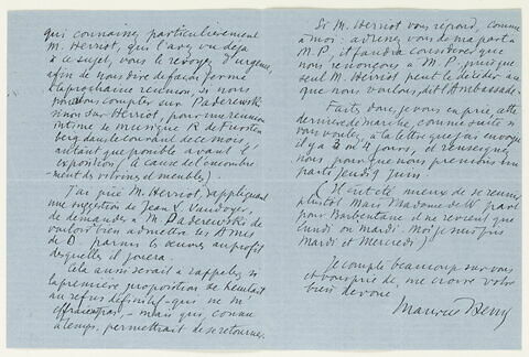 Lettre autographe signée Maurice Denis à Jean Sergent (?), mercredi matin