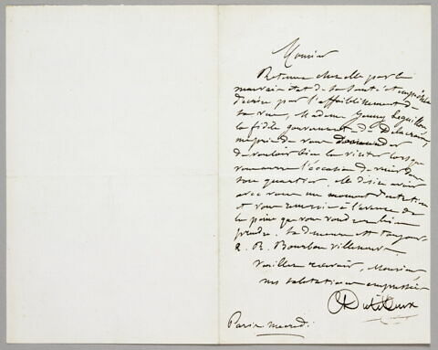 Lettre autographe signée Constant Dutilleux à Eugène Legrand, Paris, 2 octobre 1863