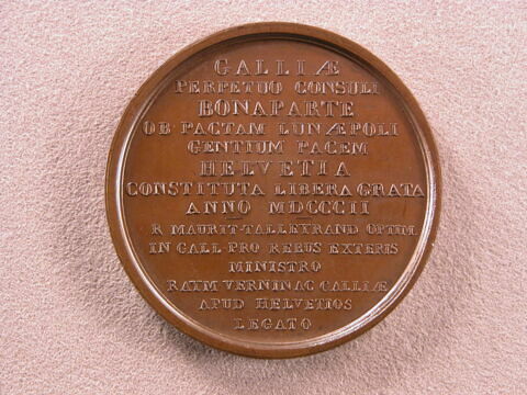 A Bonaparte, consul à vie de la France, en mémoire de la paix conclue à Lunéville, la Suisse libre reconnaissante, an 1802, image 2/2