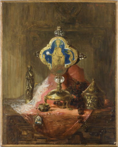 Nature morte au reliquaire de saint Henri et divers objets d'art médiéval