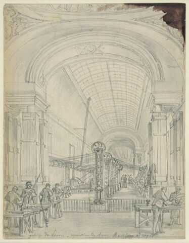 Galerie du Louvre. Réparation et […] des armes, machine à [rayer]