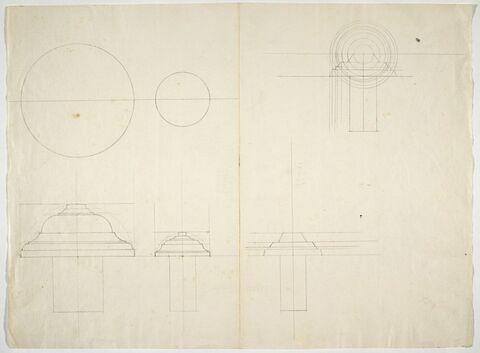 Plans, profils et coupes de rosaces décoratives