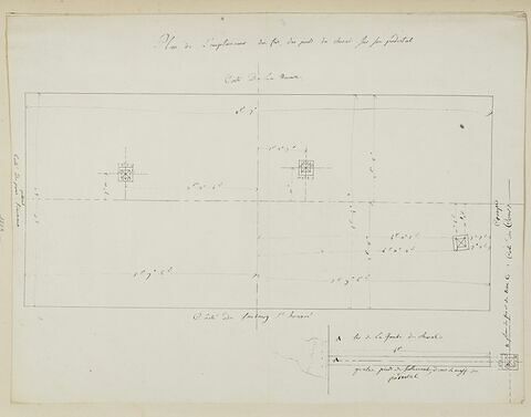 Plan de l'emplacement des fers des pieds de la statue équestre de Louis XV