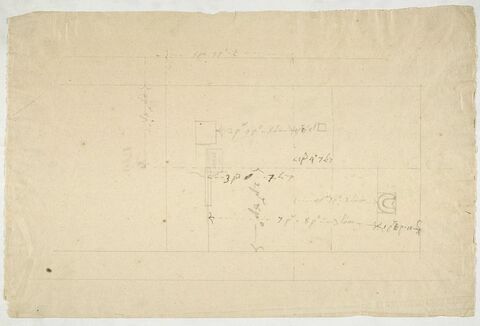 Plan de l'emplacement des fers des pieds de la statue équestre de Louis XV