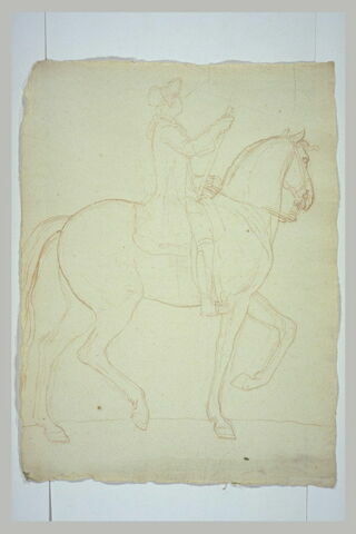 Cavalier et cheval, vus de profil vers la droite, image 2/2