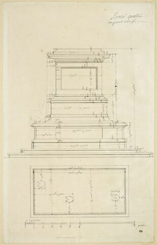 Elévation et plan de la base de la statue d'Henri IV