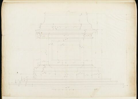 Elévation du piédestal de la statue équestre de Louis XV