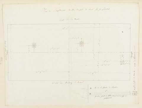 Plan de l'emplacement des fers, des pieds du cheval sur son piédestal., image 3/3