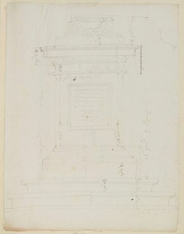 Croquis des moulures du piédestal de la statue équestre de Louis XIII