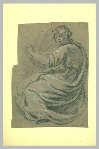 Femme drapée, assise, tournée vers la gauche, image 2/2