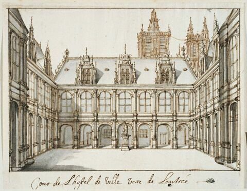 Intérieur de la cour de l'Hôtel de Ville de Paris