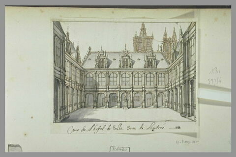 Intérieur de la cour de l'Hôtel de Ville de Paris, image 2/2