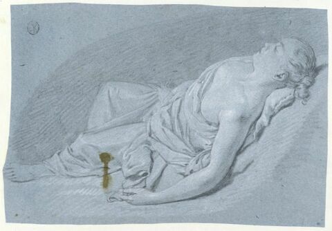 Jeune femme étendue sur le dos, la poitrine nue, image 3/3