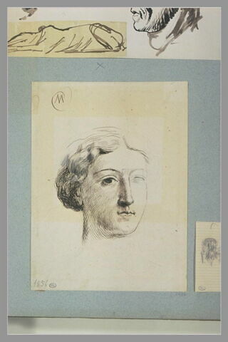 Portrait de femme, vue de trois quarts, inachevée