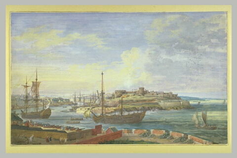 Vue de l'entrée du port de Brest à l'embouchure de la rivière de Penfeld