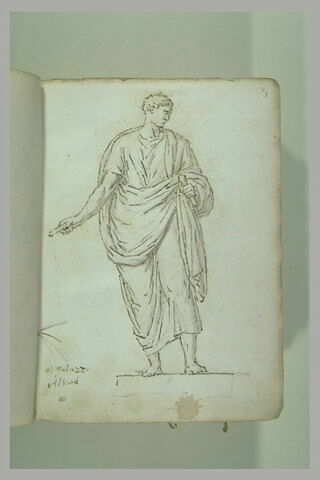 Homme debout en toge, vu de face, le visage de profil vers la droite, ..., image 2/2