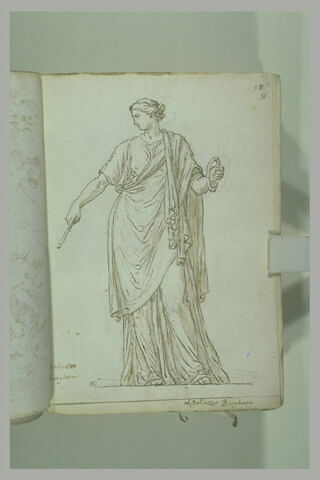 Femme debout, drapée, vue de face, la tête de profil, inclinée..., image 2/2