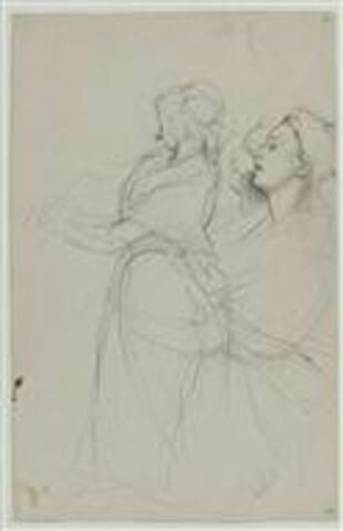 Etude pour Charlotte Corday et deux esquisses de sa tête