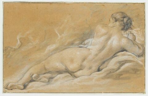 Académie de femme nue, couchée, vue de dos