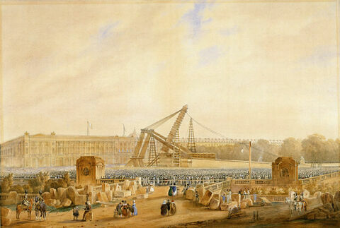 Erection de l'obélisque de Louxor sur la place de la Concorde, 25 oct 1836